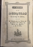 Portada de libro Ordenanzas para el R�gimen y Gobierno de las Acequias de la Vega de...