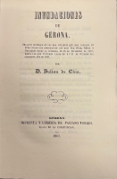 Portada de libro Inundaciones de Gerona. Relaci�n hist�rica de las m�s notables que han...