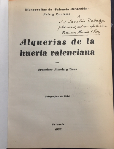 Portada de Alquer�as de la Huerta Valenciana - Francisco Almela y Vives