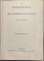 Portada de libro Representaci�n del Arzobispo de Valencia � las Cortes