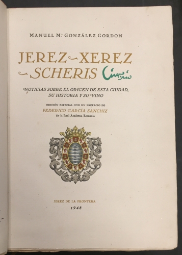 Portada de Jerez-Xerez-Scheris. Noticias sobre el Origen de esta Ciudad, su Historia y su Vino - Manuel M� Gonz�lez Gordon