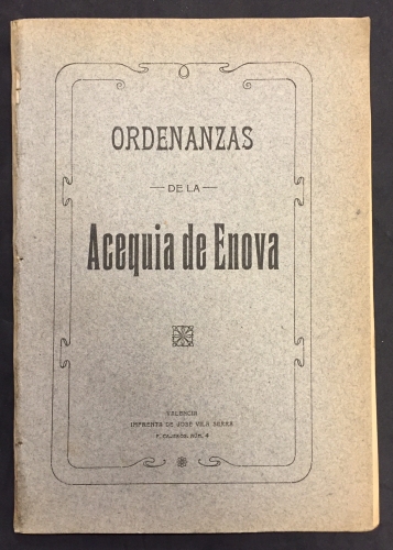 Portada de Ordenanzas de la Acequia de Enova, Valencia