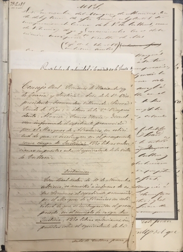 Portada de Marqu�s de Alca�ices con la Hacienda por el derecho a percibir la renta por la Incorporaci�n de la Villa de Cullera a la Corona. Manuscrito