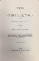 Portada de libro Historia de C�diz y su Provincia desde los Remotos Tiempos hasta 1841