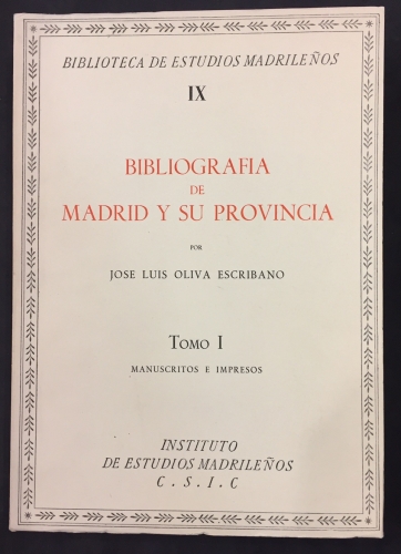 Portada de Bibliograf�a de Madrid y su Provincia - Jose Luis Oliva Escribano