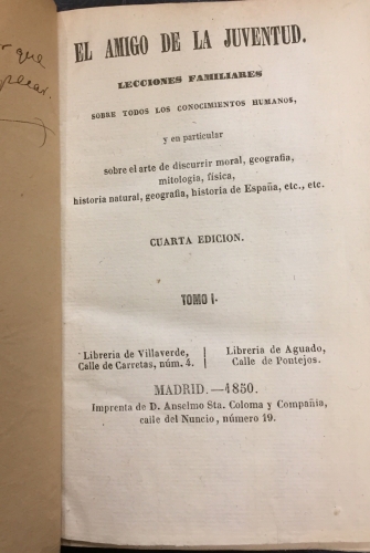 Portada de Erasto o el Amigo de la Juventud. Lecciones familiares sobre todos los conocimientos humanos