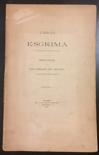 Portada de Libros de Esgrima Espa�oles y Portugueses. - Enrique de Leguina