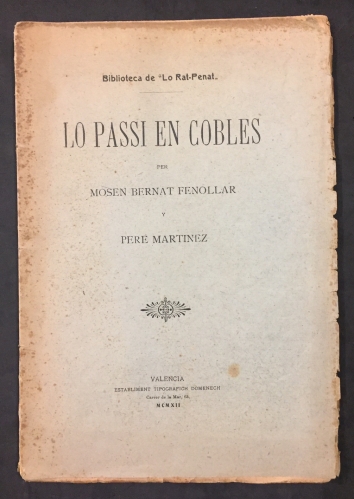 Portada de Lo Passi en Cobles - Monsen Bernat Fenollar y Pere Martinez