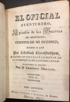 Portada de libro El Oficial Aventurero. Episodio de las Guerras de Montrose. Cuentos de...