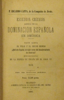 Portada de libro Estudios Cr�ticos Acerca De La Dominaci�n Espa�ola En Am�rica. Parte...