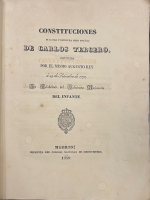 Portada de libro Constituciones de la Real y Distinguida Orden espa�ola de Carlos...