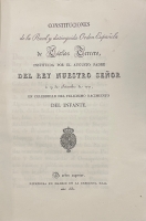 Portada de libro Constituciones de la Real y Distinguida Orden espa�ola de Carlos...