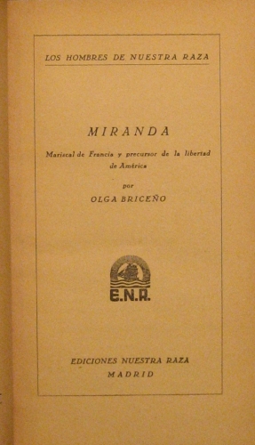Portada de Miranda. Mariscal De Francia - Olga Brice�o