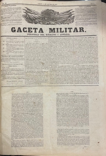 Portada de Gaceta Militar. Del n� 252 marzo de 1859 al n� 336, Junio de 1859. 