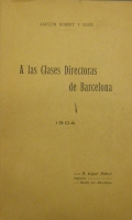 Portada de libro A las Clases Directoras de Barcelona. 1904