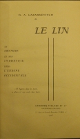 Portada de libro Le Lin. Sa culture et son industrie dans L' europe occidentale. 