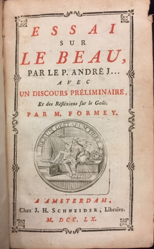 Portada de Essai sur le Beau avec un discours pr�liminaire et des R�fl�xions sur le G�ut - Yves Marie de L'Isle Andre; M. Formey