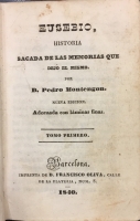 Portada de libro Eusebio, Historia sacada de las memorias que dej� el mismo