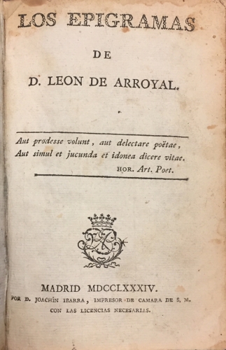 Portada de Los Epigramas - Le�n de Arroyal