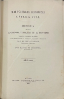 Portada de libro Ferrocarriles Econmicos. Sistema Fell. Memoria de las experiencias...
