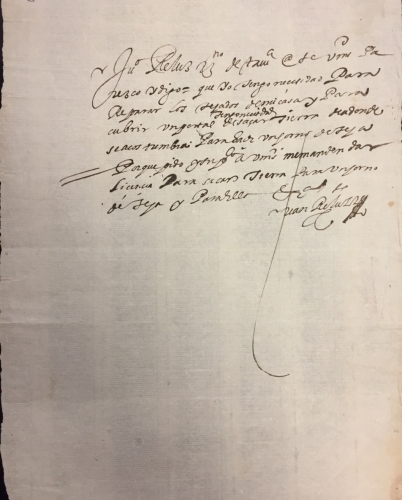 Portada de Solicitud de Licencia del S. XVII para sacar tierra para un horno de teja y reparar un tejado.