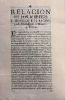 Portada de libro Relaci�n de M�ritos y Servicios de D. Miguel de Herrera y Toledo....