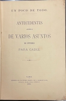 Portada de libro Antecedentes acerca de varios asuntos de inter�s para C�diz