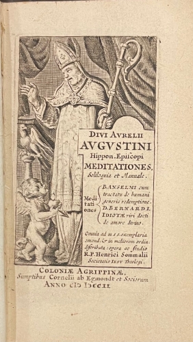 Portada de Divi Aurelii Augustini Hippon Episcopi Meditationes soliloquia et manuale - San Agustin