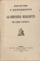 Portada de libro Estatutos y Reglamento de La Compa�ia Mercantil de C�diz y Sevilla