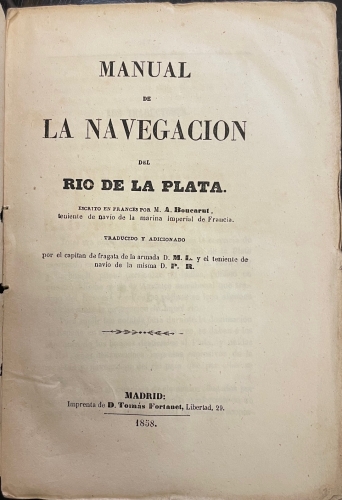 Portada de Manual de Navegaci�n del Rio de la Plata - A. Boucarut
