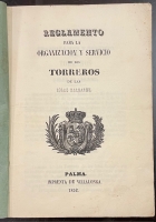 Portada de libro Reglamento para la Organizaci�n y Servicio de los Torreros de las...