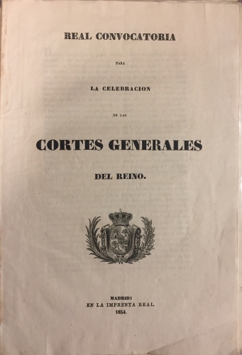 Portada de Real Convocatoria para la Celebraci�n de las Cortes Generales del Reino