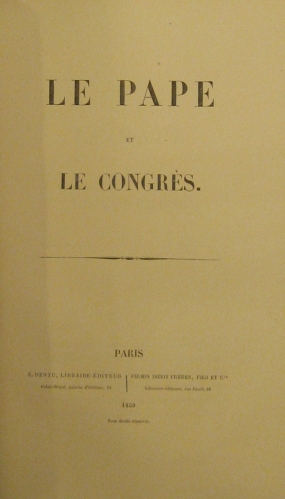 Portada de Le Pape et Le Congres