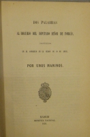 Portada de libro Dos Palabras al Discurso Del Diputado Se�or de Forg�s, Pronunciado En...