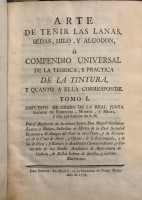 Portada de libro Arte de Teir las lanas, sedas, hilo y algodn  Compendio Universal...