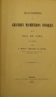 Portada de libro De La Existencia De Grandes Mamferos Fsiles En La Isla De Cuba. 2...