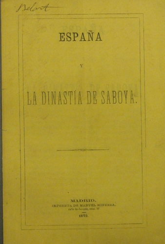 Portada de Espa�a y La Dinast�a De Saboya