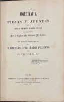 Portada de libro Advertencia, piezas y apuntes sobre el apresamiento del vapor Tornado....