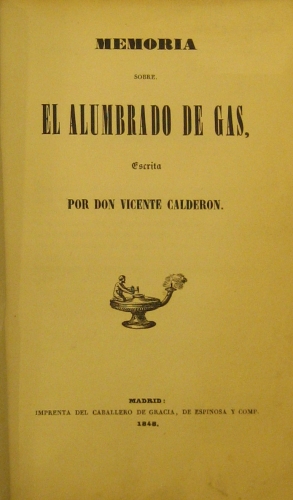 Portada de Memoria Sobre El Alumbrado de Gas - Don Vicente Calder�n