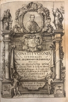 Portada de libro Constituciones Sinodales de el Arzobispado de Zaragoza