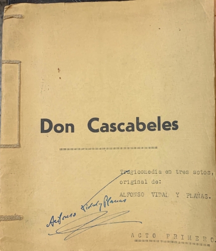 Portada de Don Cascabel, Mam� VIrgen. Indocumentados. Conjunto mecanografiado y corregido por el autor. - Alfonso Vidal y Planas