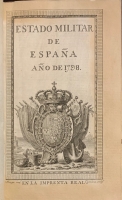 Portada de libro Estado Militar de Espa�a, a�o de 1798