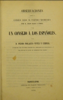 Portada de libro Observaciones Sobre El consejo Dado al Partido Moderado Por D. Juan...
