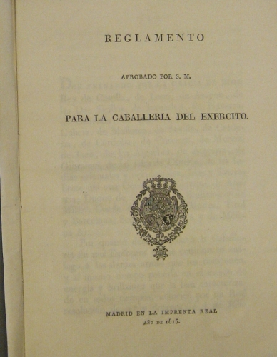 Portada de Reglamento Aprobado Por S. M. Para La Caballeria Del Ej�rcito