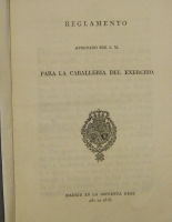 Portada de libro Reglamento Aprobado Por S. M. Para La Caballeria Del Ej�rcito