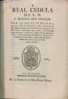 Portada de libro Real C�dula de S.M. y Se�ores del Consejo por la qual se manda que...