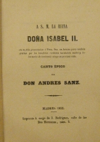 Portada de libro Canto �pico A S.M. La Reina Do�a Isabel II  En su Presentaci�n a N. S....