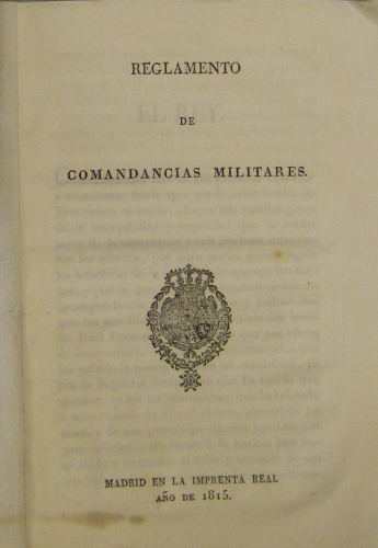 Portada de Reglamento De Comandancias Militares