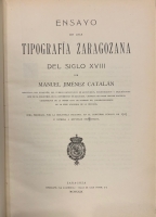 Portada de libro Ensayo de una Tipograf�a Zaragozana del Siglo XVIII