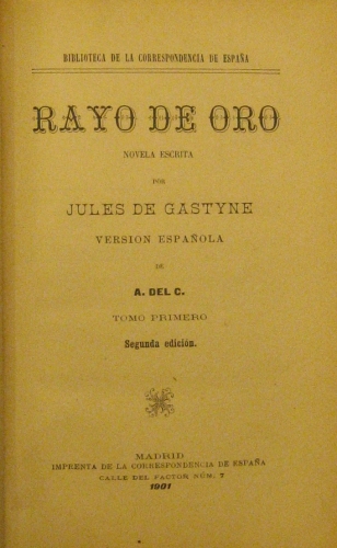 Portada de Rayo De Oro - Jules De Gastyne